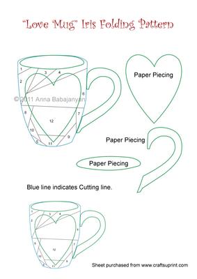 Love Mug Iris Folding Pattern - CUP190659_96 | Craftsuprint