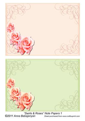 Swirls &amp; Roses Note Papers 1 - CUP275207_96 | Craftsuprint
