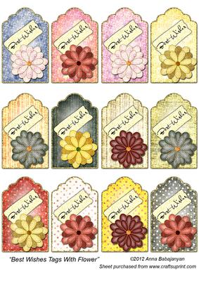 Best Wishes Tags with Flower - CUP295876_96 | Craftsuprint