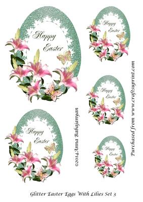 Glitter Easter Eggs with Lilies Set 3 - CUP531822_96 | Craftsuprint