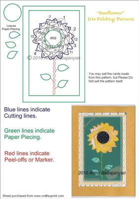 Sunflower Iris Folding Pattern - CUP61912_96 | Craftsuprint