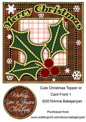 Cute Christmas Topper or Card Front 1 - CUP630262_96 | Craftsuprint