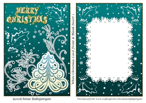 White Christmas Card Front &amp; Blank Insert 1 - CUP917719_96 | Craftsuprint