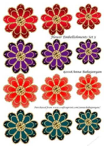 Flower Embellishments Set 5 - CUP925657_96 | Craftsuprint