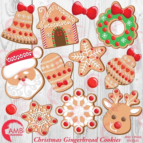 Gingerbread cookie clipart, graphics, illustrations AMB-1539