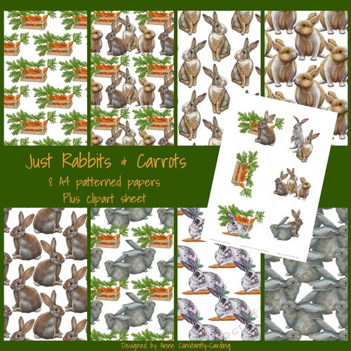 Tiny Green Rabbit Paper Just Rabbits & Carrots Patterned Paper Set - CUP1286951_100289 ...