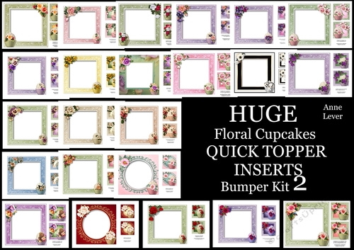 HUGE Floral Cupcakes QUICK TOPPER INSERTS Bumper Kit 2 - CUP1028338 ...