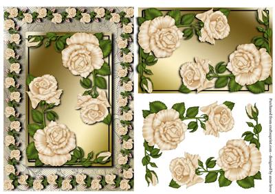 Ivory Roses Frame and Flowers - CUP342132_1763 | Craftsuprint