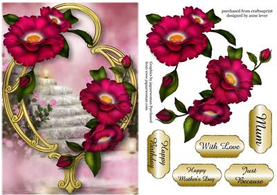 Rambling Roses & Golden Frame - CUP492680_1763 | Craftsuprint