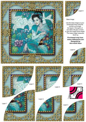 Oriental Blue Lady 6 Inch Duo Corner Stack Card Front - CUP110036_10