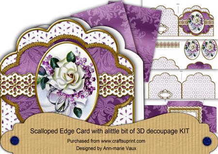 Wedding Roses Lilac Anglaise Scallop 3D Decoupage Card Kit - CUP210893 ...
