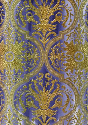Dark Blue Flower Gold Damask A4 Backing Paper - CUP361500_10 | Craftsuprint