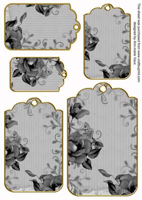 Silver Vintage Tea Rose Assorted Tag Sheet - CUP366526_10 | Craftsuprint
