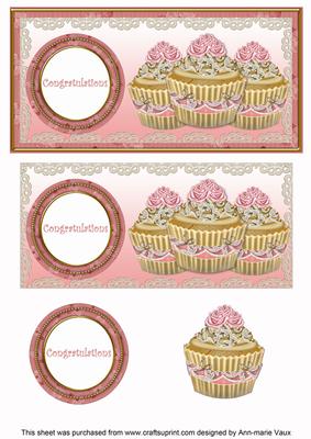 Pink Vintage Cupcake Congratulations Dl Topper - CUP404487_10 ...