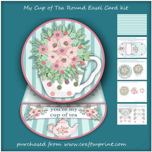Tea Card Sentiments My Cup of Tea Rounded Easel Card with Decoupage and Sentiments ...
