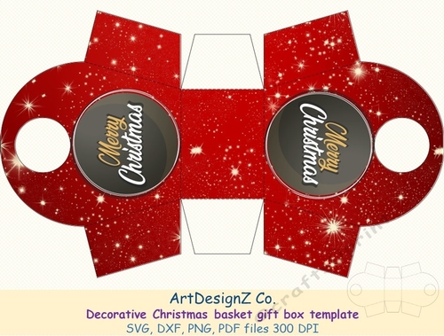 Beautiful Christmas basket decorative gift box template. - CUP1083344 ...