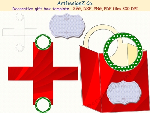 Beautiful decorative gift box template. Vector and raster files. Basket ...