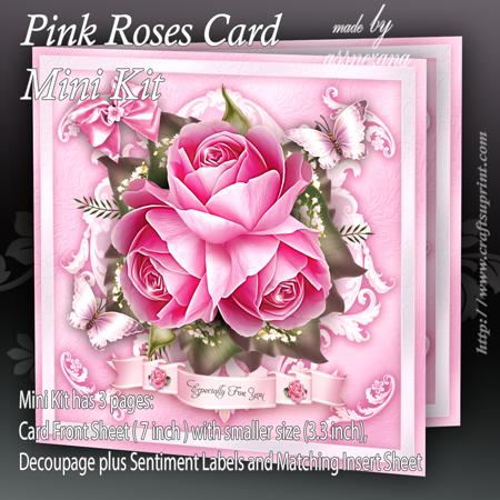 Pink Roses Card Mini Kit - CUP669508_1641 | Craftsuprint