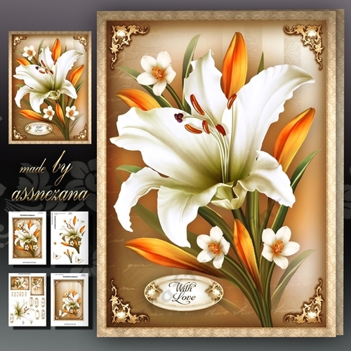 White Lily Bouquet Card Mini Kit CUP771979_1641 Craftsuprint