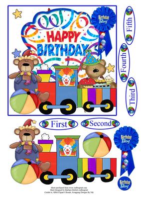 Birthday Boy Train Topper with Decoupage - CUP566663_1865 | Craftsuprint