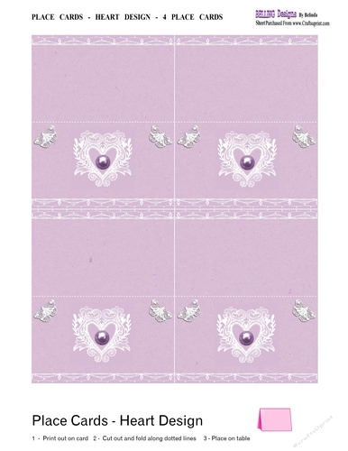 Place Cards - Heart Design - 4 Place Cards - CUP846825_16561 | Craftsuprint