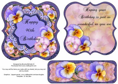 Happy 90th Birthday Topper, Insert &amp; Bookmark - CUP309257_1399 ...