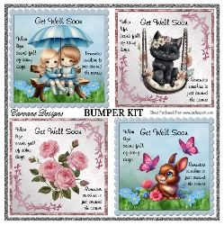 cup1391427_21555 - Get Well Soon Bumper Kit 85 - 9 page bumper kit - card fronts, decoupage, inserts, made by boxes, images for back of card, preview
