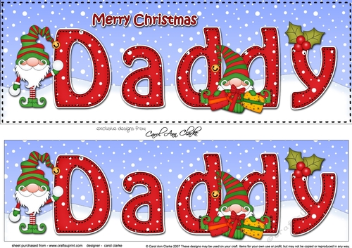 Large DL Merry Christmas DADDY 3D decoupage with Gnome 3D decoupage ...