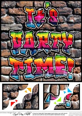 shower 90s ideas baby Topper x 8 Corner Party Graffiti Time Scalloped 8