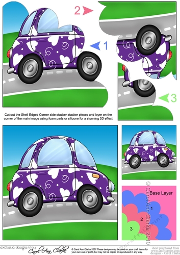 Funky Love Bug Car - Shell Edged Corner Side Stacker - CUP1283114_359 ...