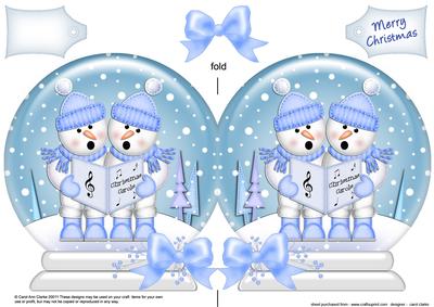 Xmas Singing Snowmen Snow Globe Shaped Card - CUP368021_359 | Craftsuprint