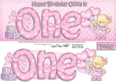Happy 1st Birthday Olivia Images 1St Birthday Olivia Large Dl Quick Card N 3D Decoupage - Cup396670_359 |  Craftsuprint