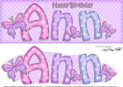 Large Dl Birthday Ann Quick Card 3D Decoupage - CUP415813_359 ...