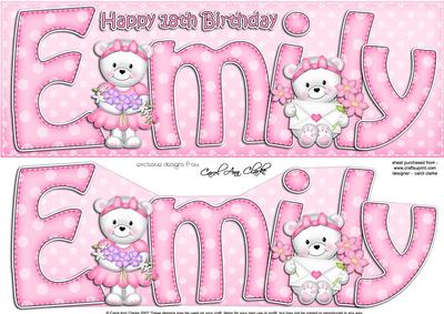 Happy 18th Birthday Emily Images Large Dl 18Th Birthday Emily Teddies 3D Decoupage - Cup509983_359 |  Craftsuprint