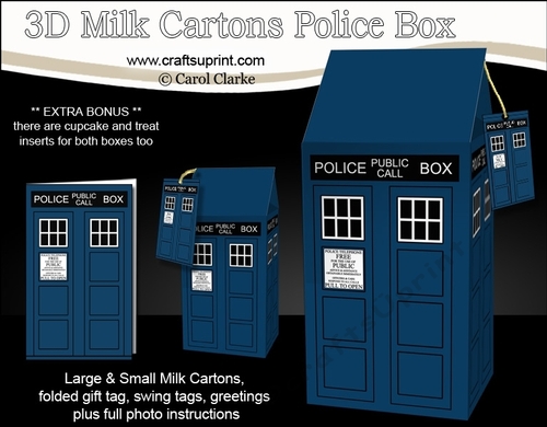3D Police Box Milk Carton Treat Boxes - CUP583239_359 | Craftsuprint