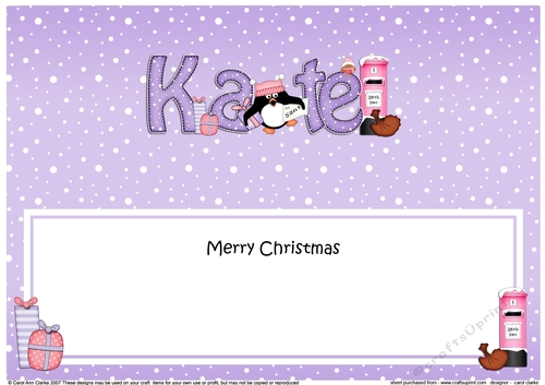 Large DL Merry Christmas KATE insert - CUP746201_359 | Craftsuprint