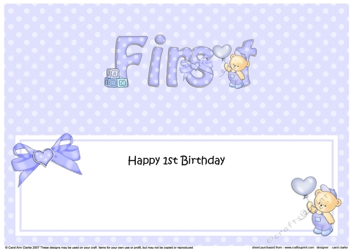 Large DL FIRST BIRTHDAY insert - CUP778089_359 | Craftsuprint