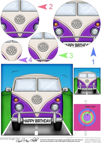 Purple Camper Van Circle Pyramage Topper CUP800311 359 Craftsuprint
