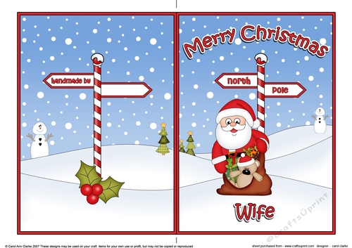 5 x 7 Quick Cut and Fold Card - Merry Christmas WIFE with Santa ...