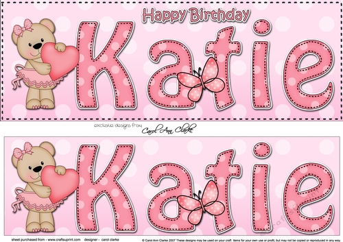 Large DL Happy Birthday KATIE 3D decoupage - CUP848647_359 | Craftsuprint