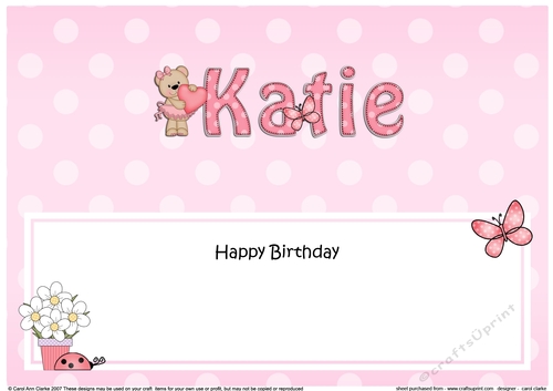 Large DL Happy Birthday KATIE insert - CUP848653_359 | Craftsuprint