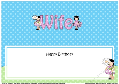 Large DL Happy Birthday WIFE insert - CUP855550_359 | Craftsuprint