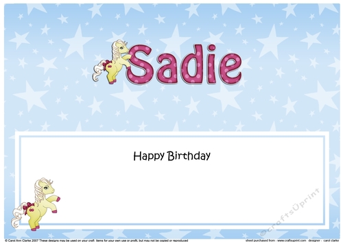 Large DL Happy Birthday SADIE insert - CUP858434_359 | Craftsuprint