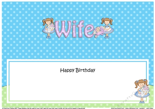 Large DL Happy Birthday WIFE insert - CUP858450_359 | Craftsuprint