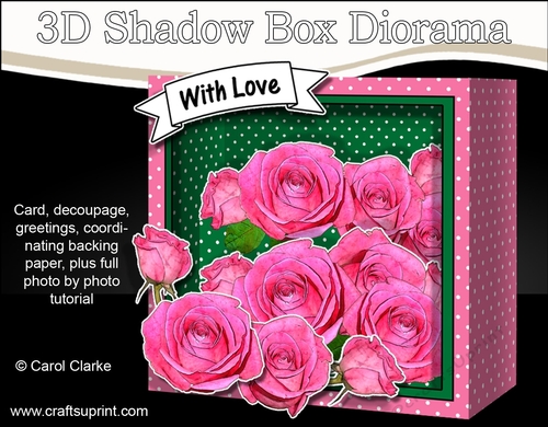 3D Floral Diorama Shadow Box Card Mini Kit - Pink Roses - CUP860020_359 ...