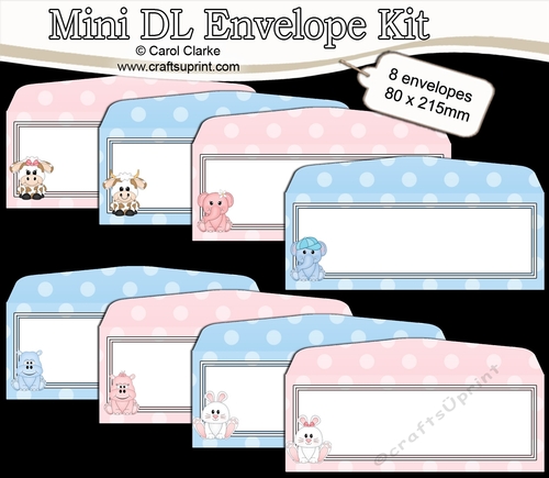 8 Mini Dl (80 x 215mm) Cute Animal Envelope Kit - CUP885340_359 ...