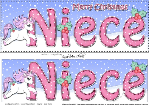 Large DL Merry Christmas NIECE 3D decoupage - CUP887157_359 | Craftsuprint