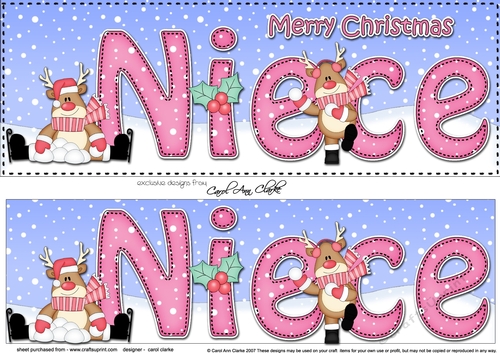 Large DL Merry Christmas NIECE 3D decoupage with Rudolph - CUP915900 ...