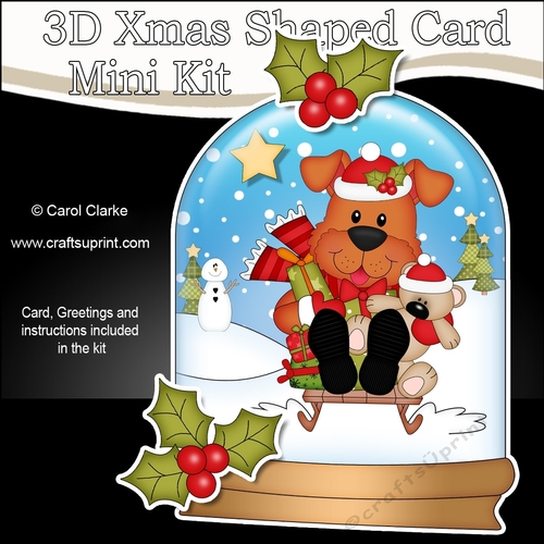 Nutcracker globe greeting snow pop card christmas 3d 3D Shaped Christmas Snow Globe Card Kit - Little Rusty Dog - CUP918161
