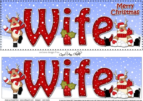 Large DL Merry Christmas WIFE 3D decoupage with Rudolph - CUP933247_359 ...